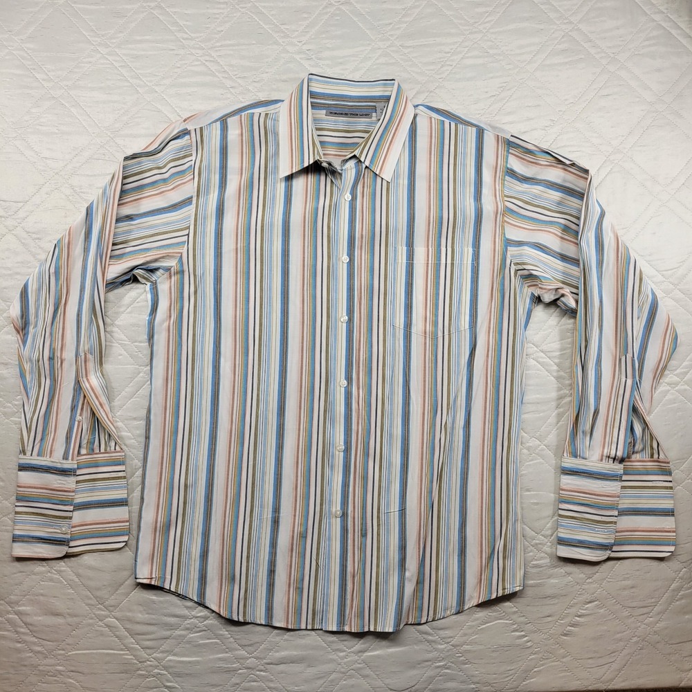 Beyond The Limit blue striped long sleeve dress shirt size 2XL